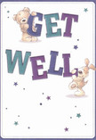 This delightful get well card encapsulates Millwall's warmth and optimism, offering comfort to anyone on the mend in the bustling Isle of Dogs area. Rendered with loving detail, the card's central duo-a whimsical teddy bear and a floppy-eared, blue-grey puppy-bring the vivid words 'Get Well' to life as they joyfully interact atop the vivid, oversized letters. The interplay of deep indigo and luminous teal in the text lends a gentle vibrancy, balanced by a crisp, unblemished background reminiscent of early morning light along the riverside. Clusters of tiny stars in cool blues and violets twinkle throughout the composition, their arrangement evoking the hopeful glow of lanterns over the waters of Millwall Dock. The illustrated fur of both bear and puppy appears soft and inviting, almost tangible enough to bring comfort with a single glance. As a seasoned florist familiar with Millwall's unique spirit, I recognise in this card the same artistry and compassion that define our local bouquets-thoughtfully composed, brimming with encouragement, and designed to lift the spirits of anyone recovering at home or in hospital nearby.